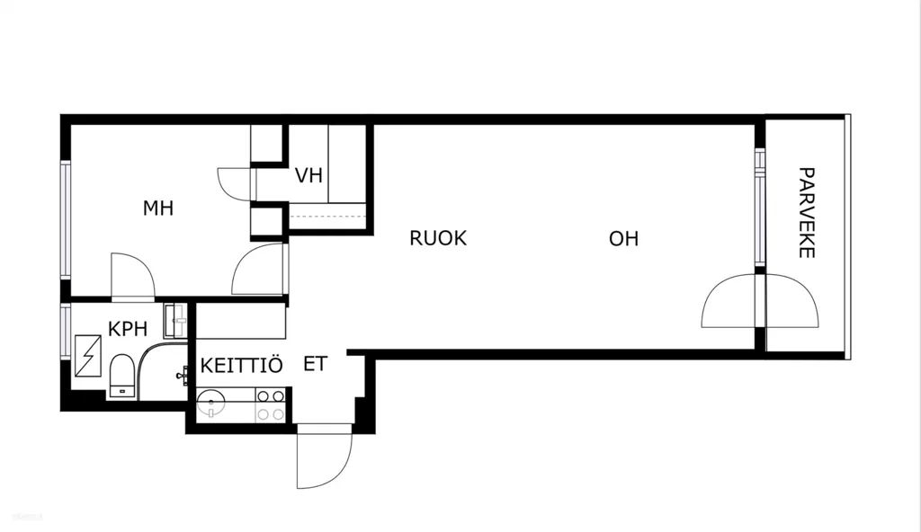 Planimetria - Apartment with Balcony in Helsinki's Punavuori