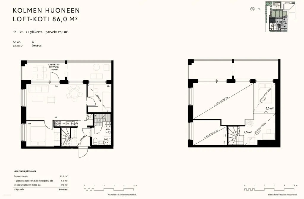 Loft Triangular Apartment with Spa in Raisio