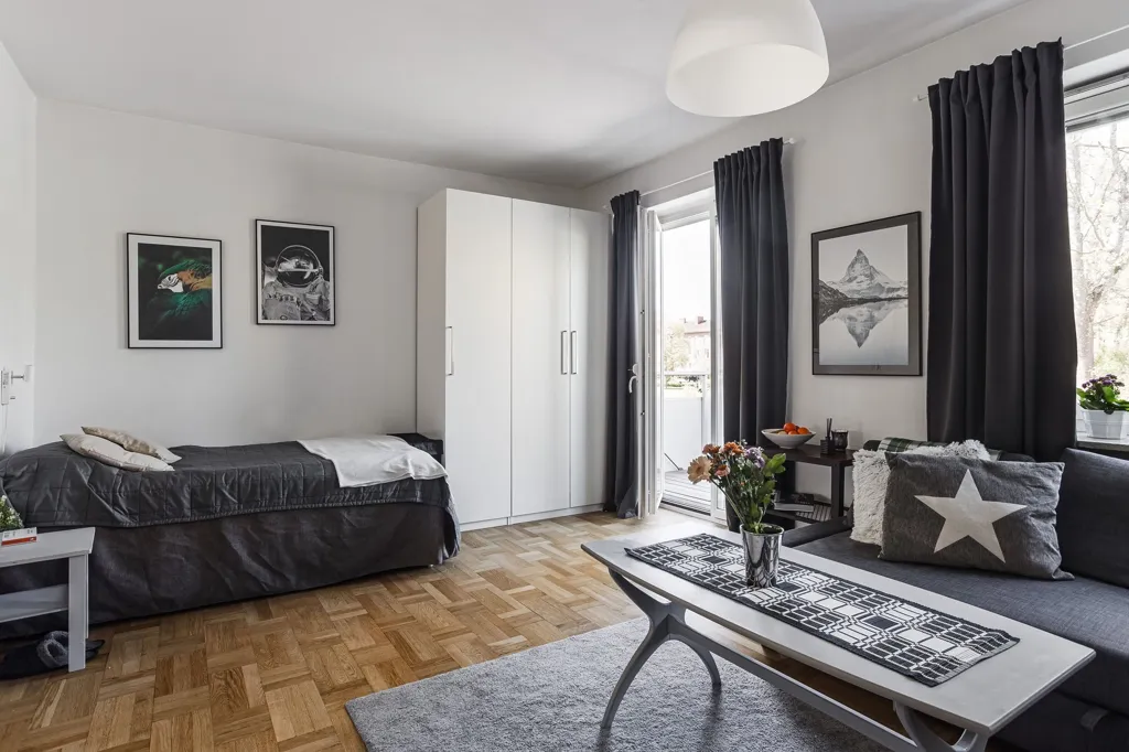 Bedrooms - Central One-Bedroom Flat with Balcony in Borlänge