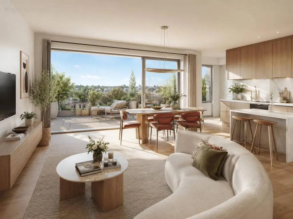 Séjour - Appartement Duplex avec Double Terrasse à Courbevoie