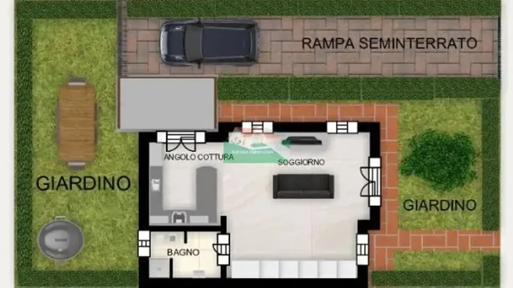 Plan - Villa with Three-Sided Garden in Ravenna
