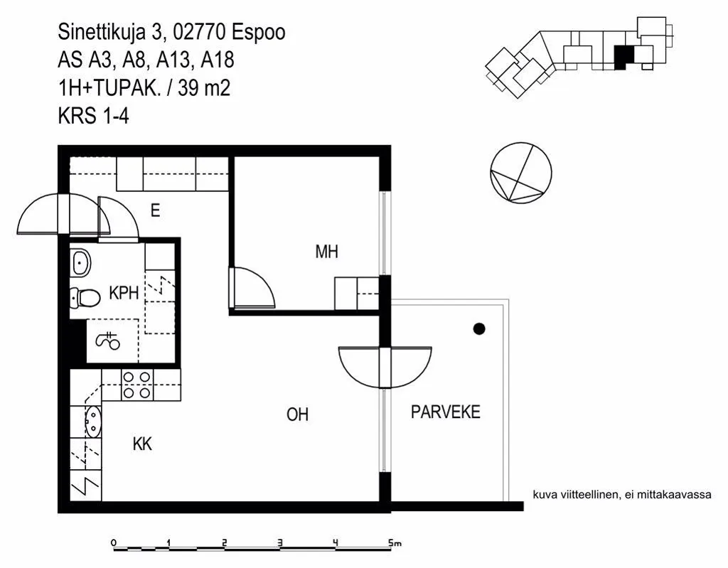 Floor Plan - Flat with Glazed Balcony in Espoo Centre