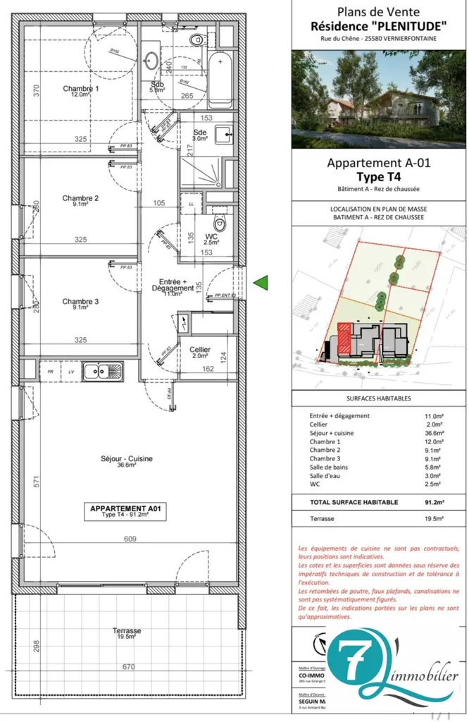 Plaan - Spacious T4 with Terrace in Vernierfontaine