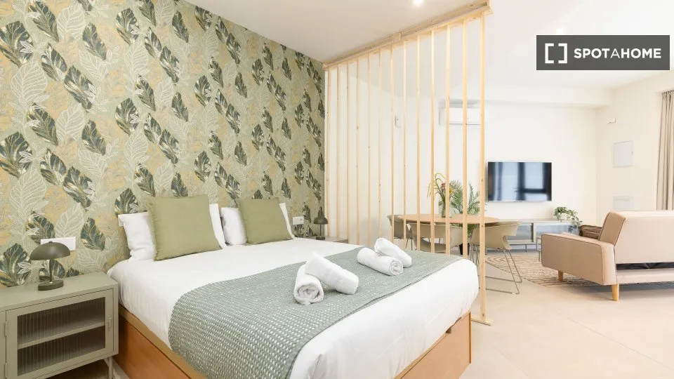 Chambres - Studio with Air Conditioning in Nou Moles, Valencia