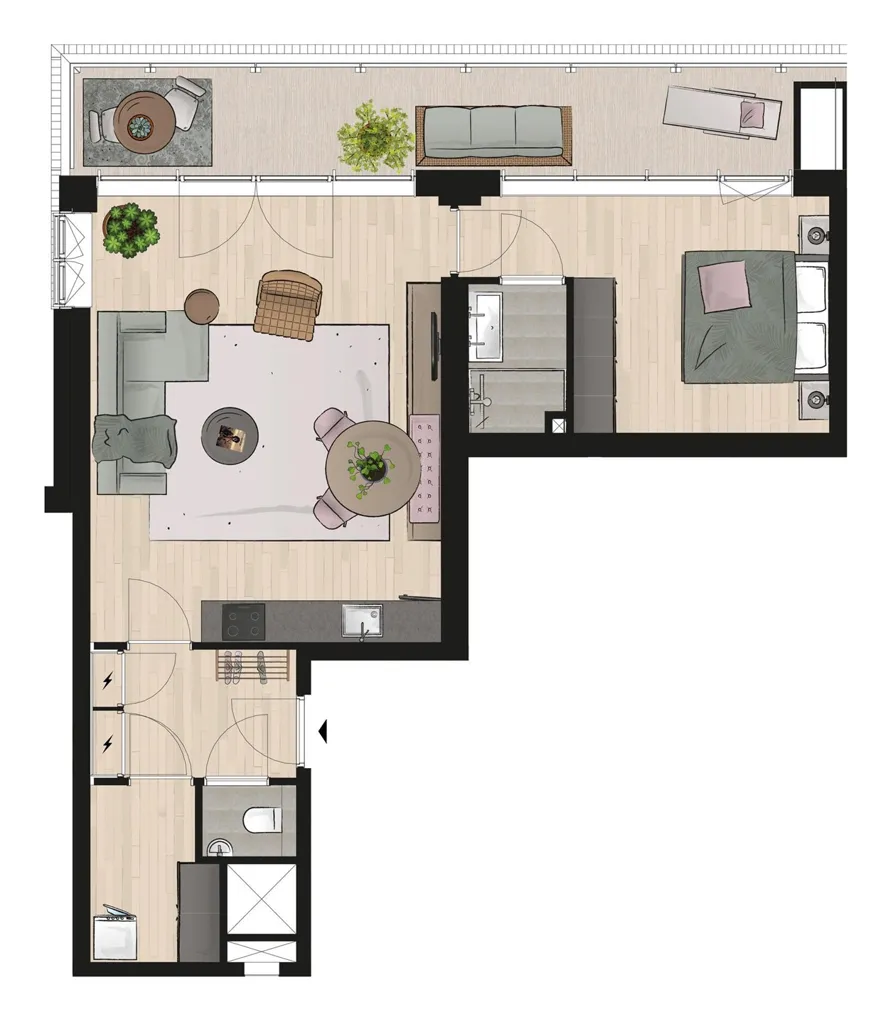 Plan - Modern Apartment with Balcony in Amsterdam North