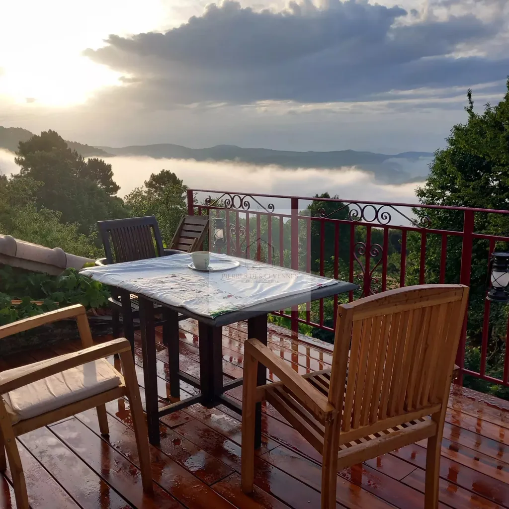 Terrasse - Mas Cévenol avec Piscine et Vue Dégagée