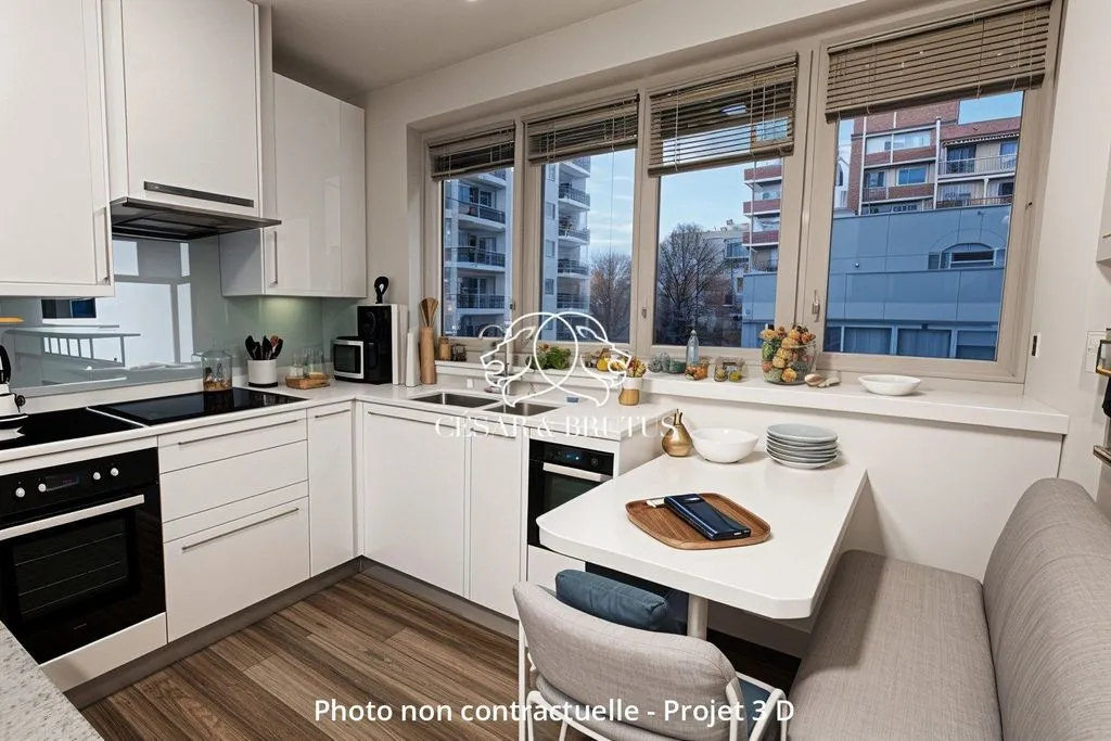 Köök - Luxury Apartment with Balcony in Lyon's 6th Arrondissement