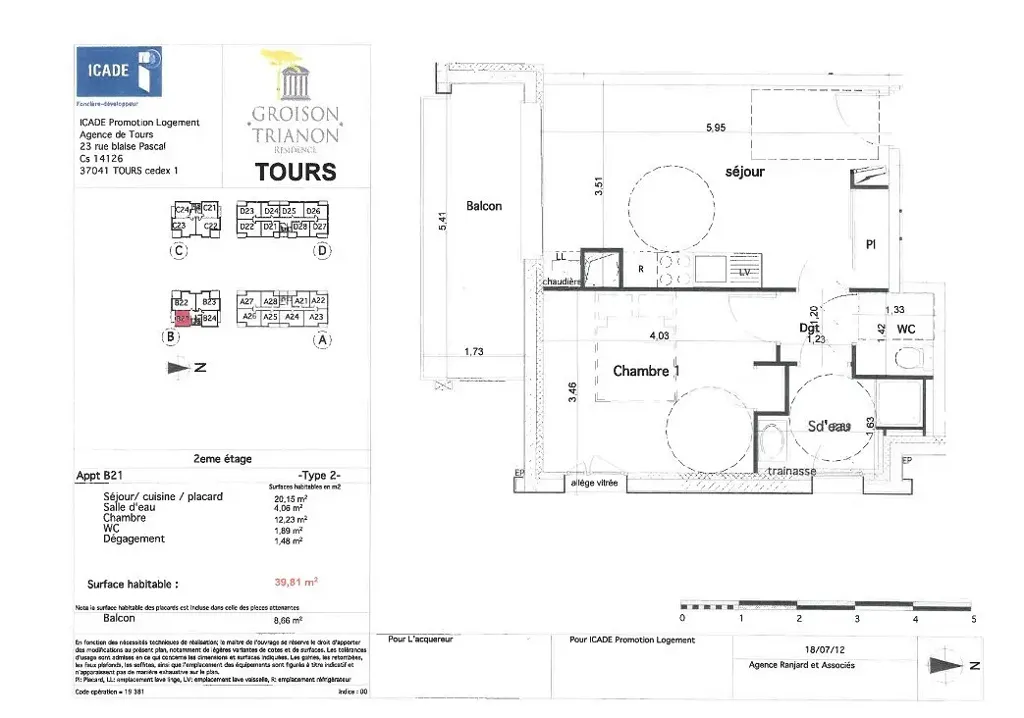 Appartement 2 pièces à Tours