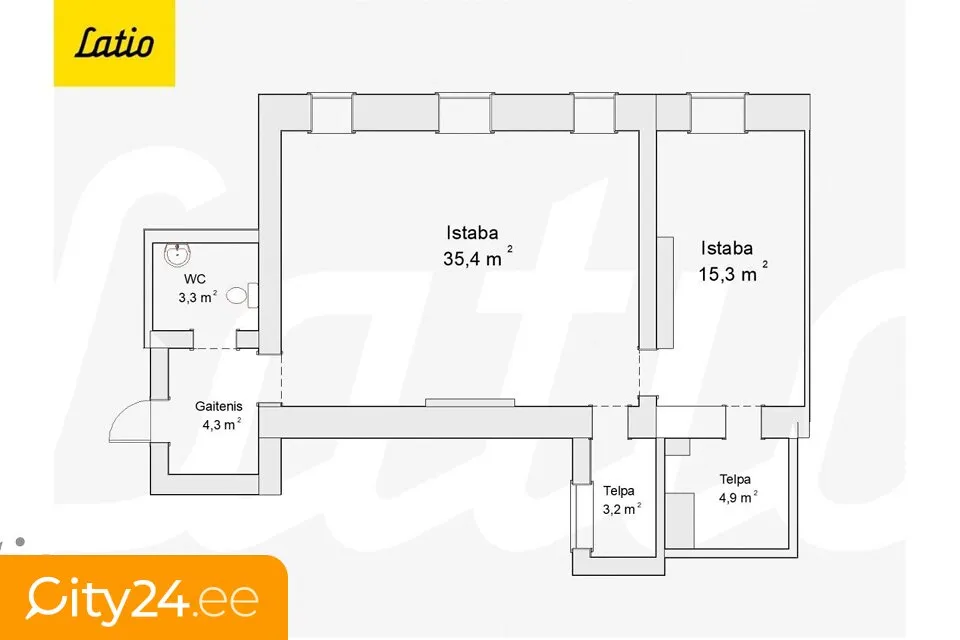 Planimetria - Two-Bedroom Flat in Riga City Centre