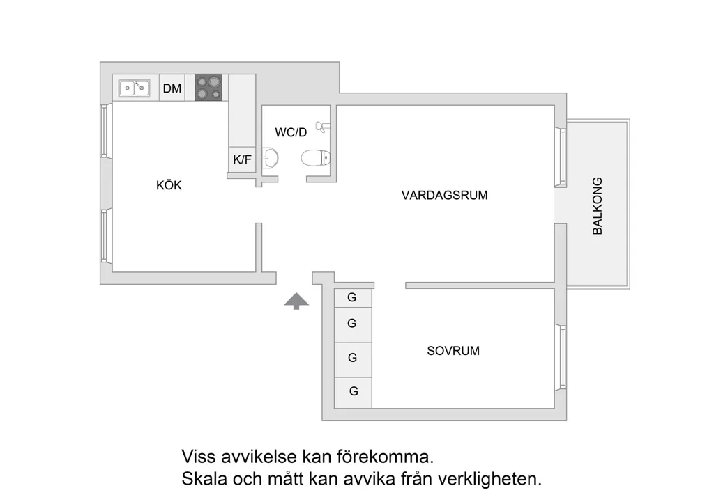 Plan - Bright Two-Bedroom Flat with South-Facing Balcony