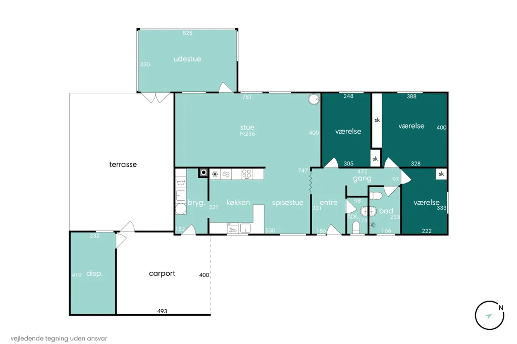 Plan - Maison 4 pièces à Holbæk