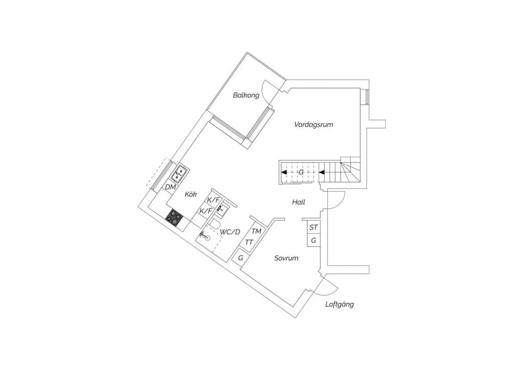 Planimetria - Etagé Flat with Balcony & Rooftop in Kalmar