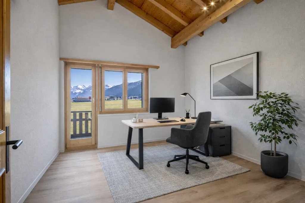Office - Detached House with Panoramic Mountain Views in Einsiedeln