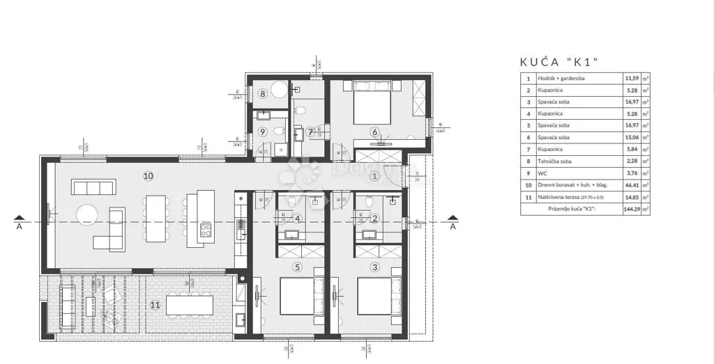 Planimetria - Modern Bungalow with Pool in Labin