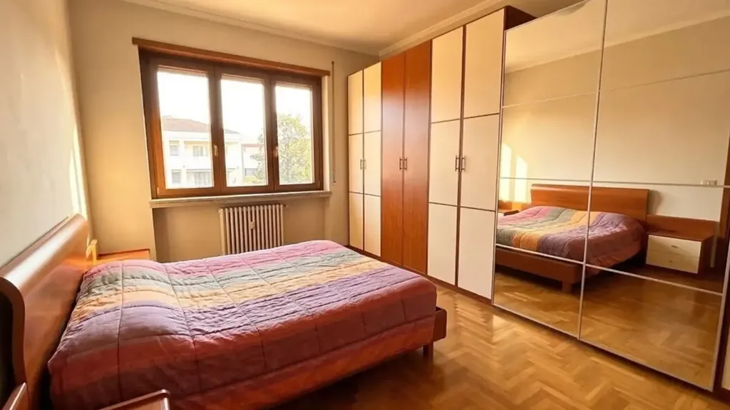 Bedrooms - Four-Room Apartment with Balconies in Moncalieri