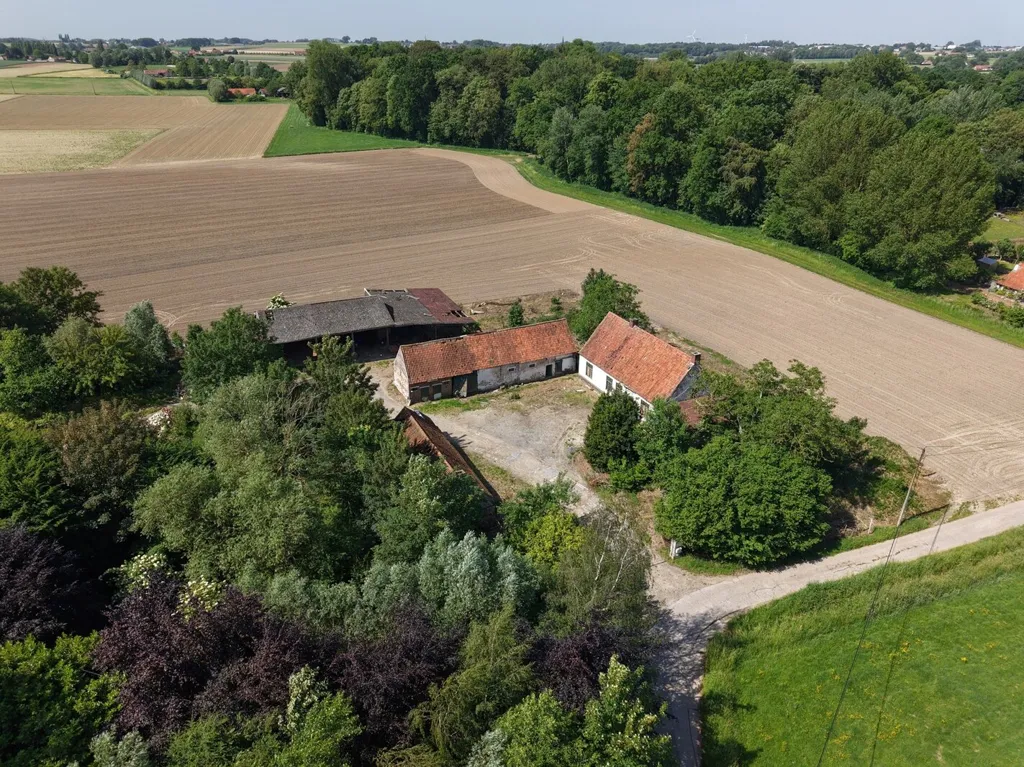 Aerial - Farmhouse with Garden in Kruisem