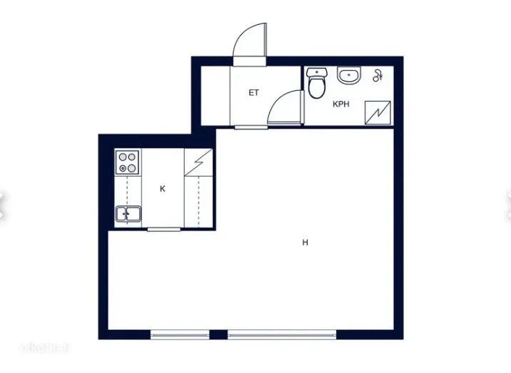 Floor Plan - Modernised Flat with 1950s Architecture in Turku