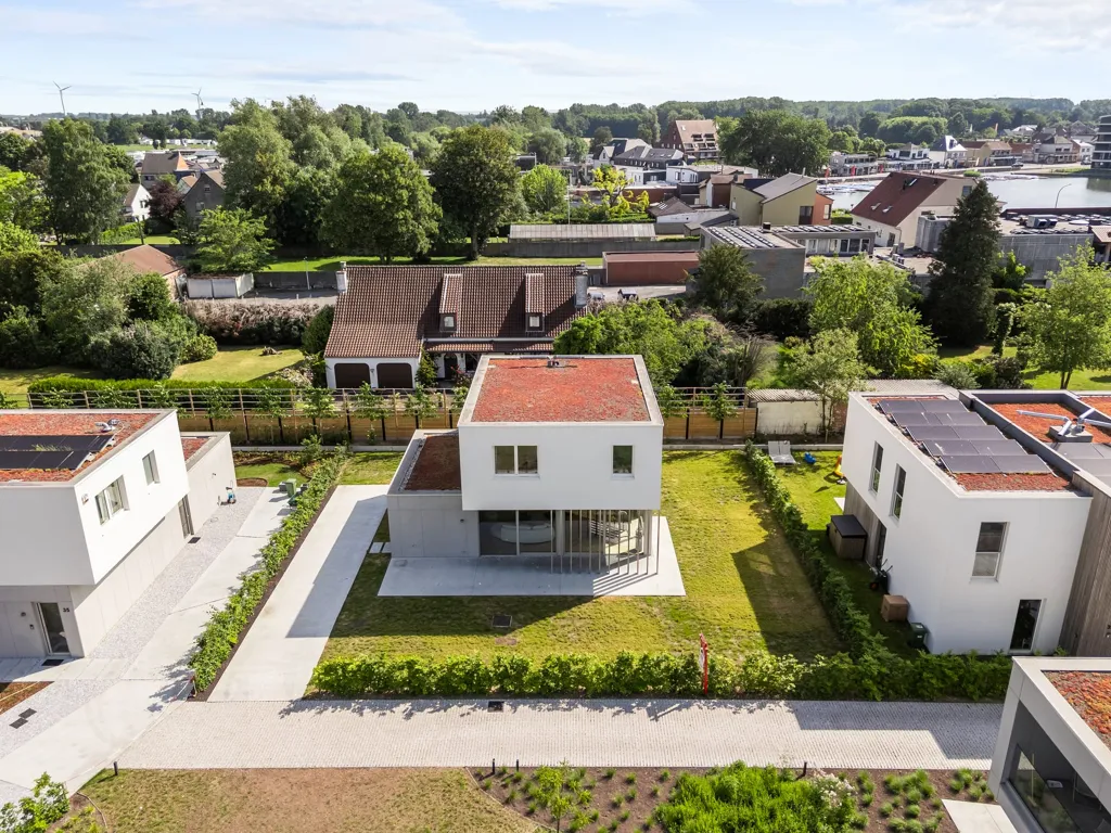 Vue aérienne - Villa Néo-Bâtie avec Terrasse à Berlare