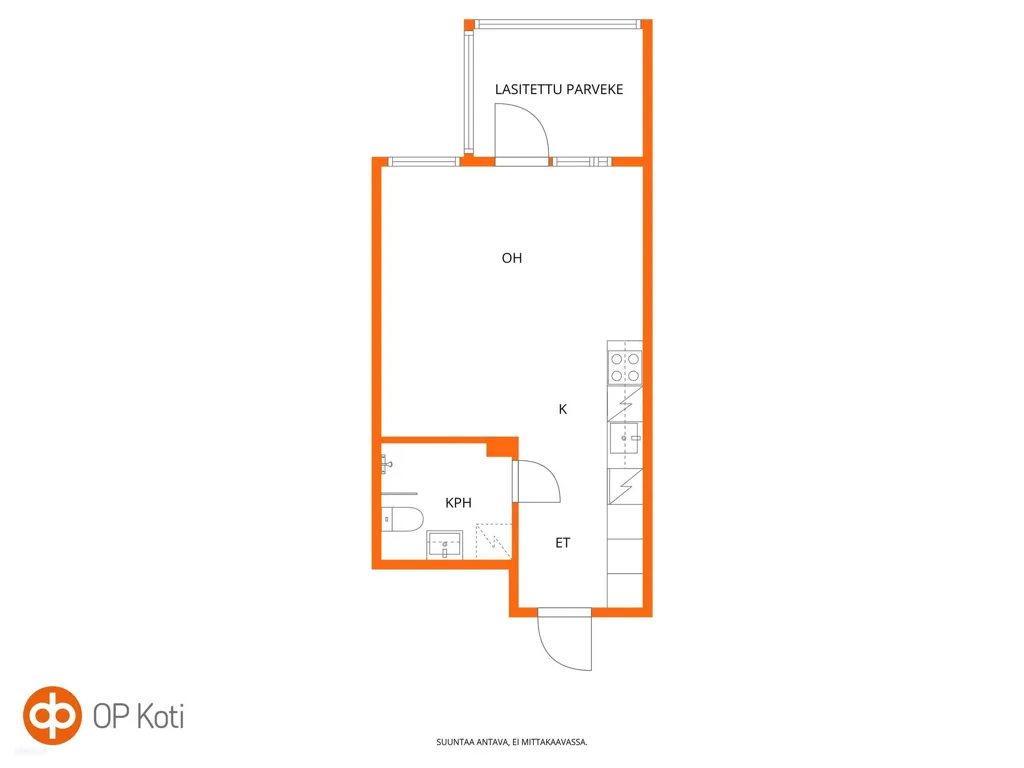 Plan - Studio Apartment with Glazed Balcony in Espoo