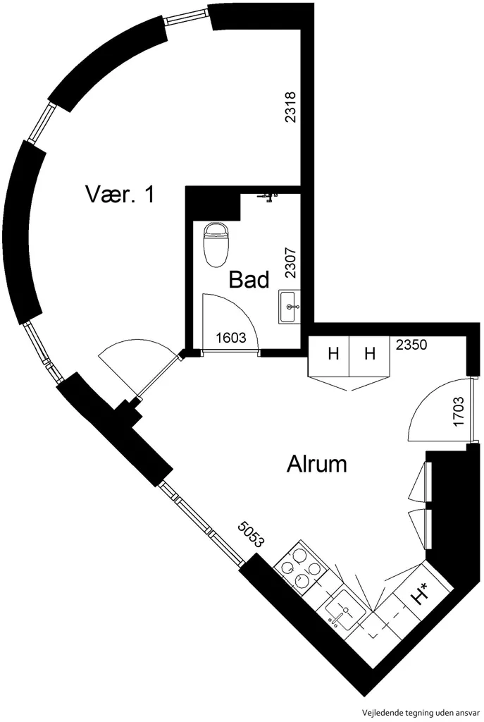 Plan - 2-Bedroom Flat in Slagelse