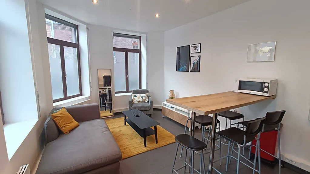 Séjour - Appartement Meublé 4 Pièces au Centre de Roubaix