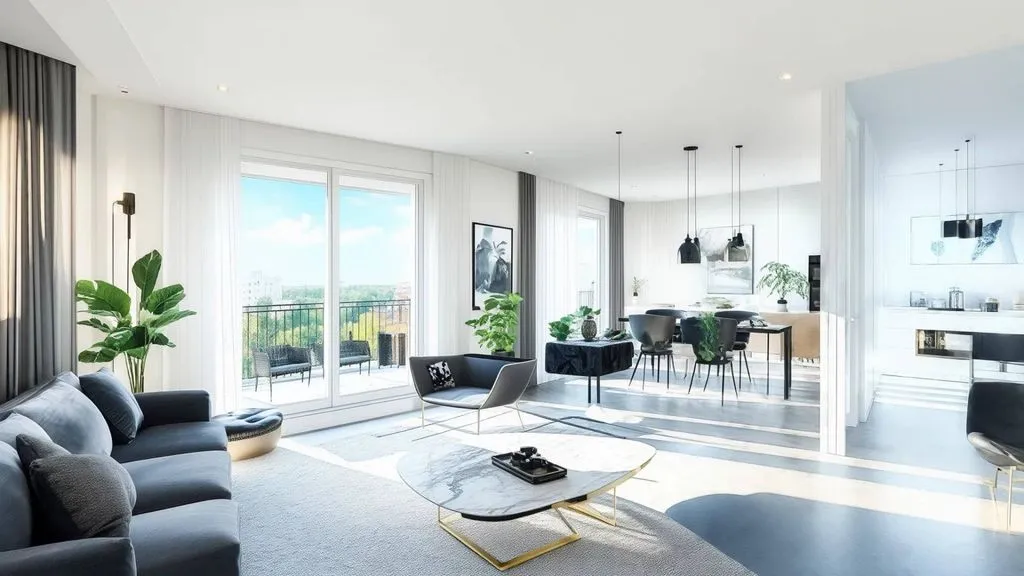 Séjour - Appartement Luxueux avec Balcon à Clichy