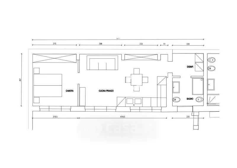Plan - Ground Floor Flat with Garden in Pordenone Centre