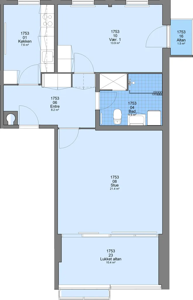 Plan - Two-Bedroom Flat with Renovated Features in Esbjerg Ø