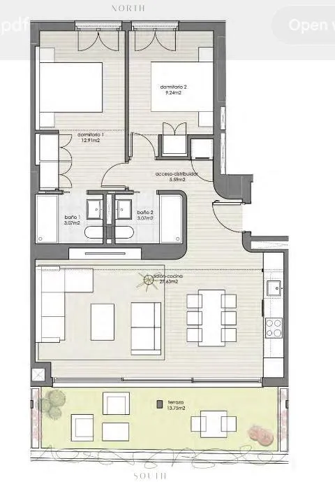 Plaan - 1-Bedroom Apartment with Pool in Estepona Centre