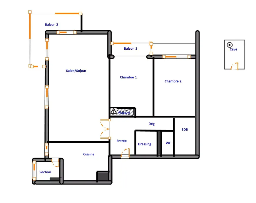 Plan - Appartement Traversant avec Balcon à Perpignan