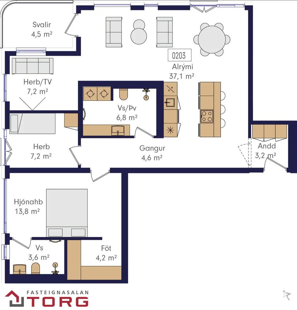 Plan - Modern Apartment with Balcony in Heklureitur