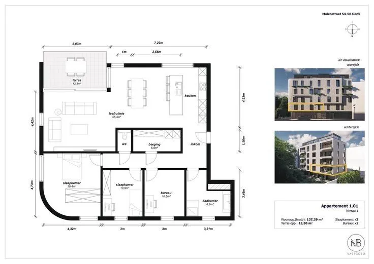 Floor Plan - Apartment with Terrace in Genk