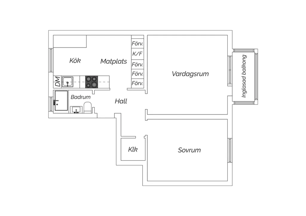 Plaan - Spacious Two-Bedroom with South-Facing Balcony in Central Area