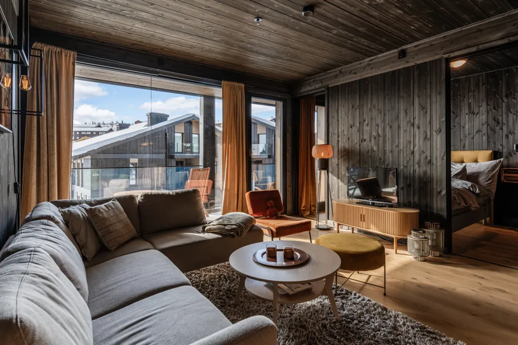 Living Room - Modernised Apartment with Terrace in Geilo