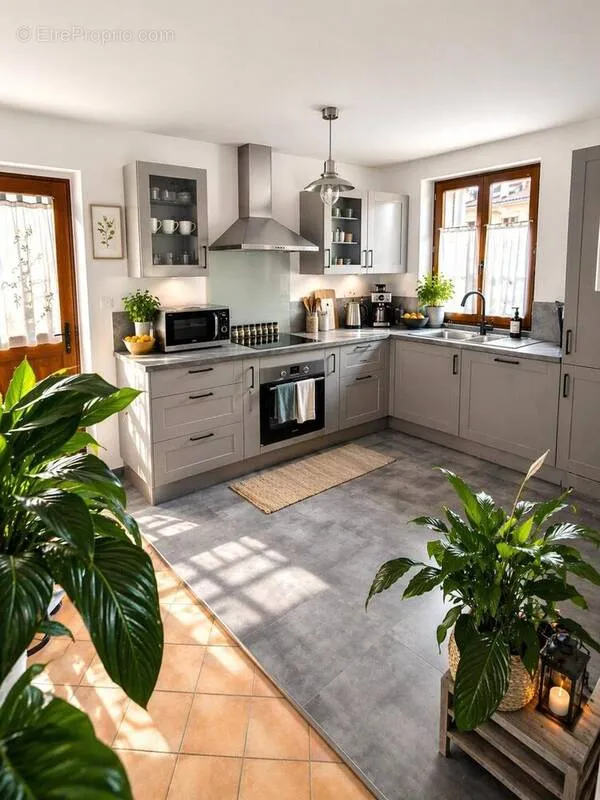 Köök - Apartment with Terrace in Lucéram