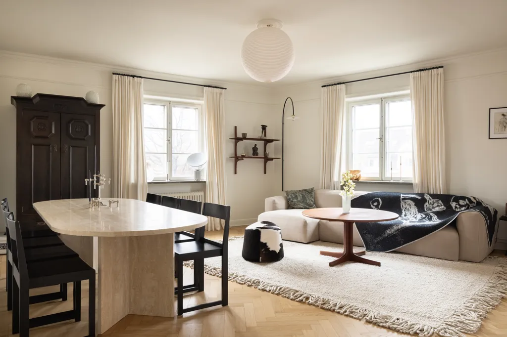 Séjour - Renovated Flat with Library in Enskede