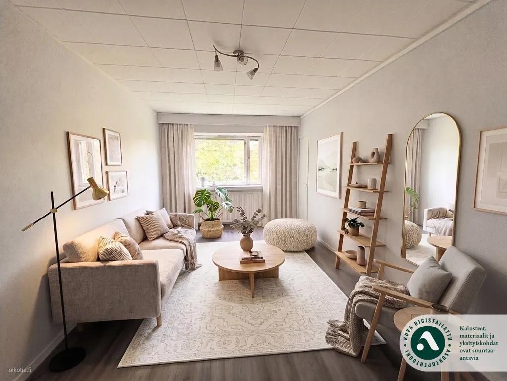 Living Room - Spacious Studio with Balcony in Nekala, Tampere