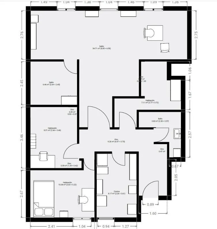 Plan - 4-Bedroom Flat with South/East Orientation in Ávila