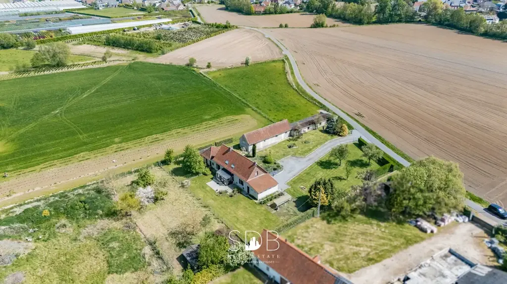Vue aérienne - Hoeve Authentique avec Grasland à Waregem