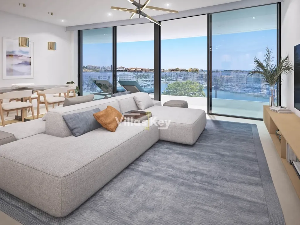 Living Room - Luxury Apartment with Pool Facing Lagos Marina
