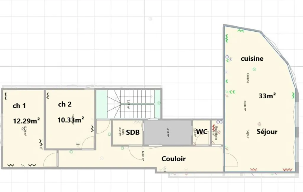 Plan - Appartement Rénové avec 2 Chambres à Dinant