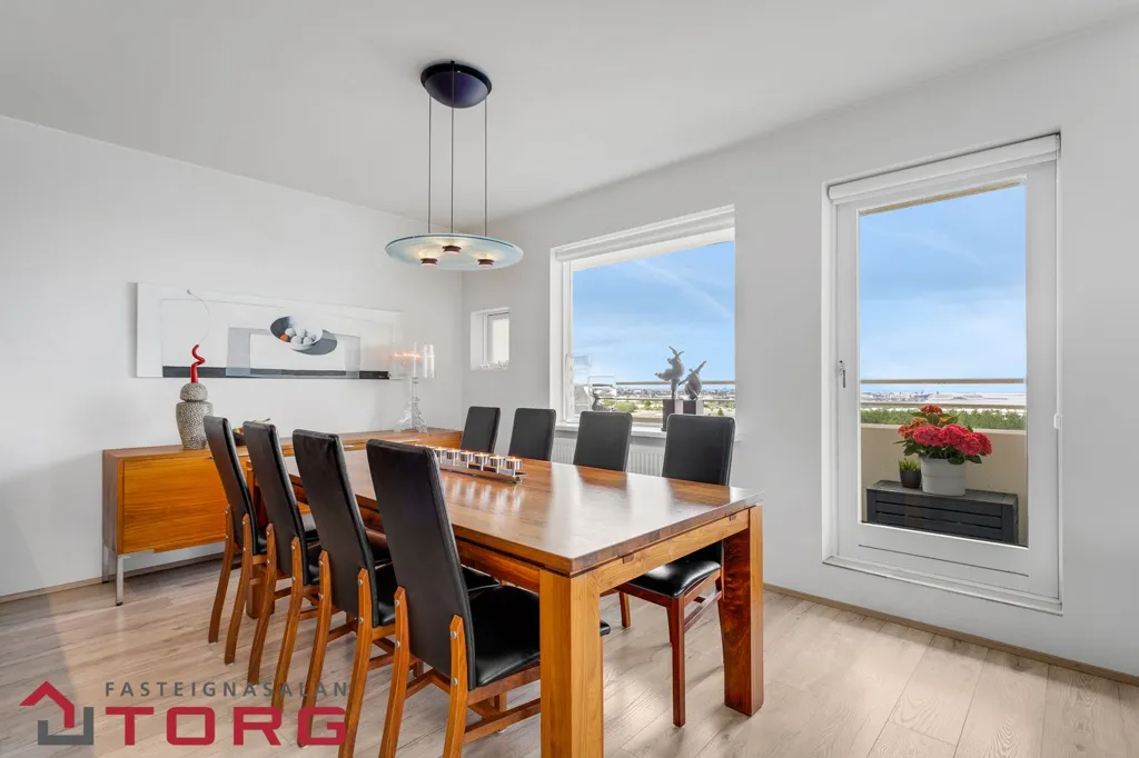 Dining Room - Modernised Apartment with View in Grafarvogur