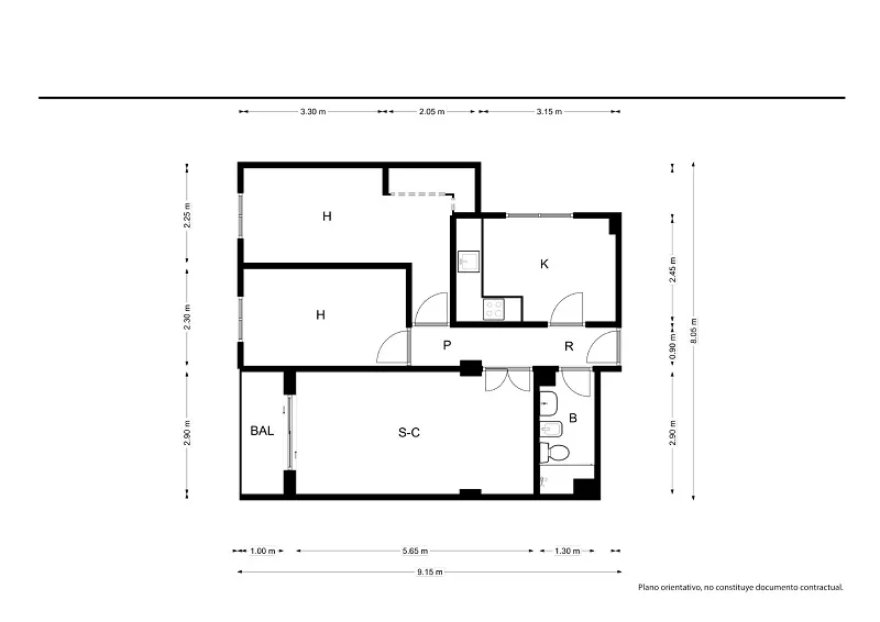 Plan - Modern Flat with Balcony in Molina de Segura