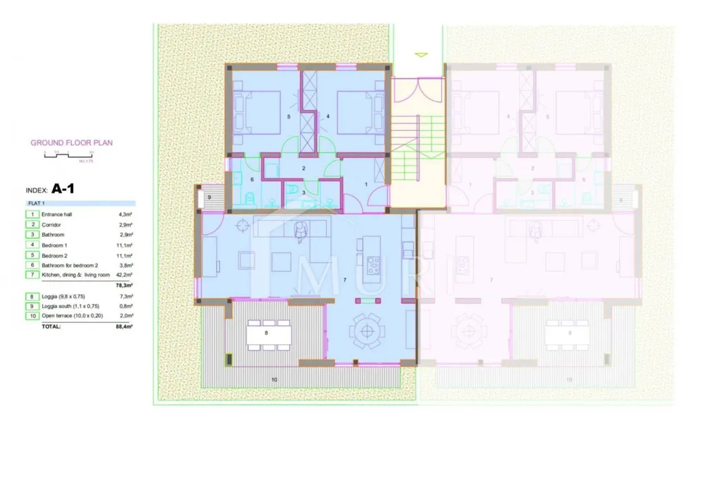 Plan - Two-Bedroom Apartment with Sea View in Orebić
