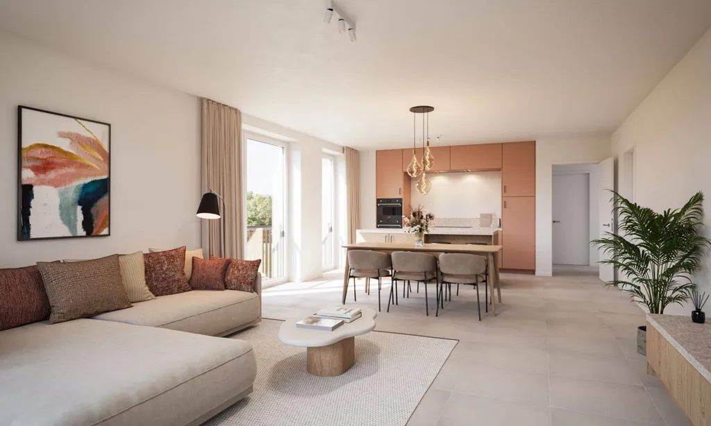 Séjour - Maison moderne avec garage intégré à Sijsele