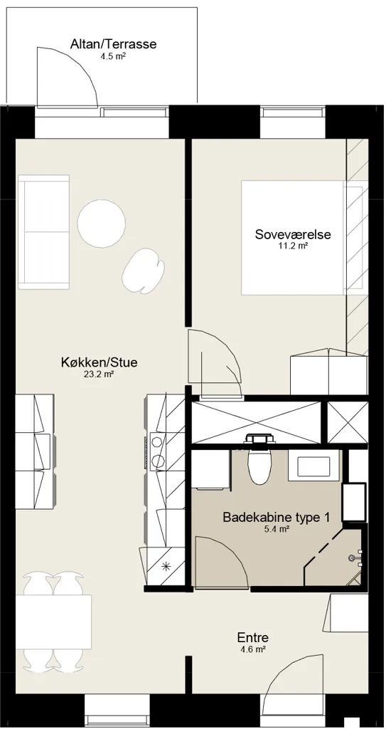 Plan - Apartment with Terrace in Bygholm Have