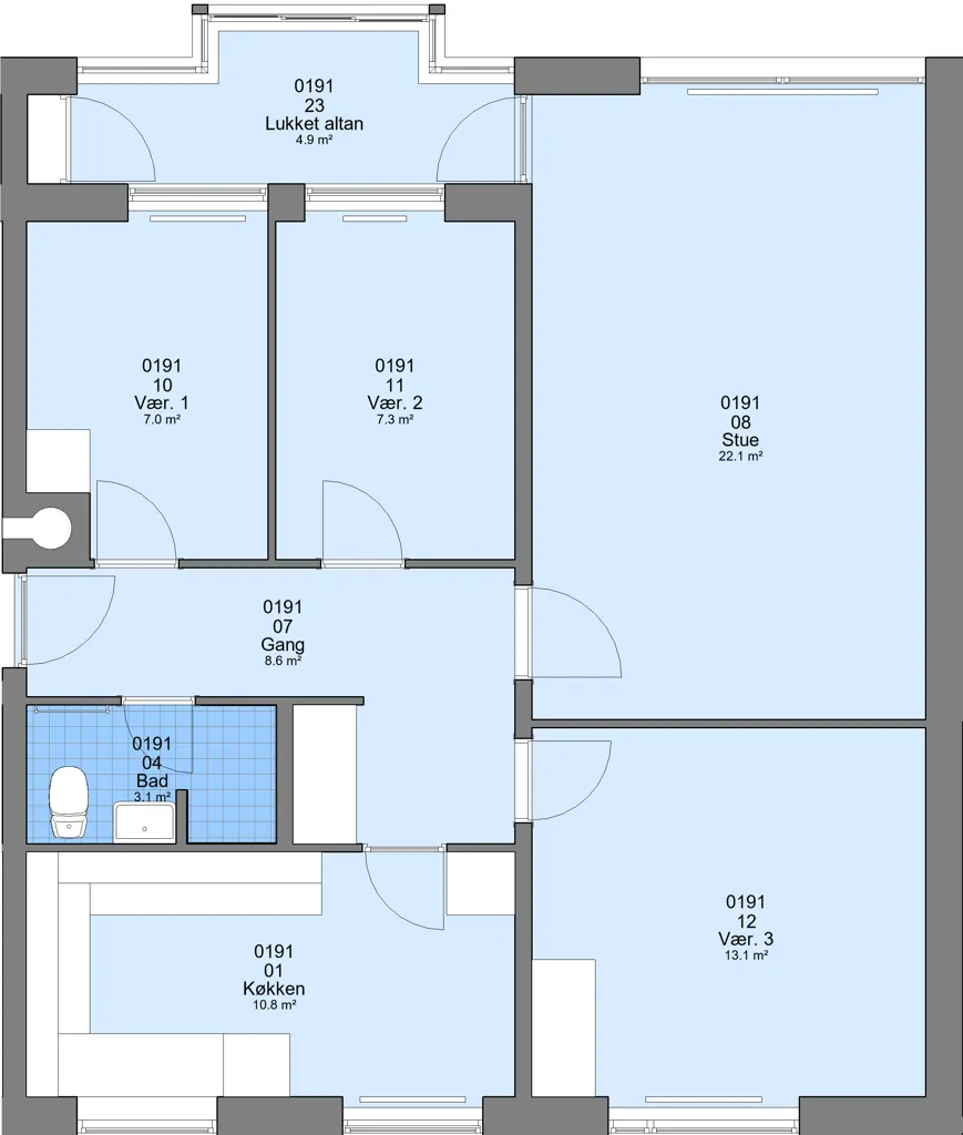 Plan - 4-Bed Apartment with Balcony in Viborg
