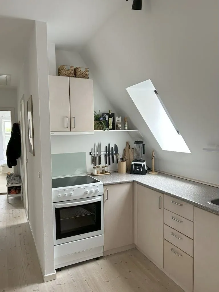 Kitchen - Bright Apartment with Garden View in Haderslev