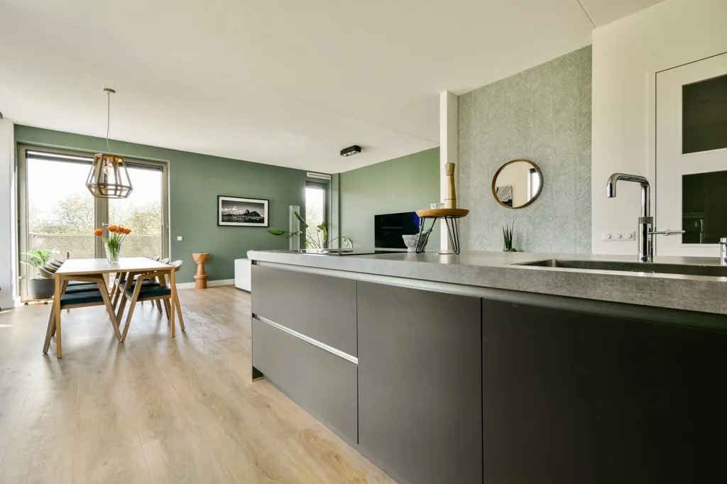Köök - Modern 3-Bedroom Corner Apartment with Waterfront View in Amsterdam