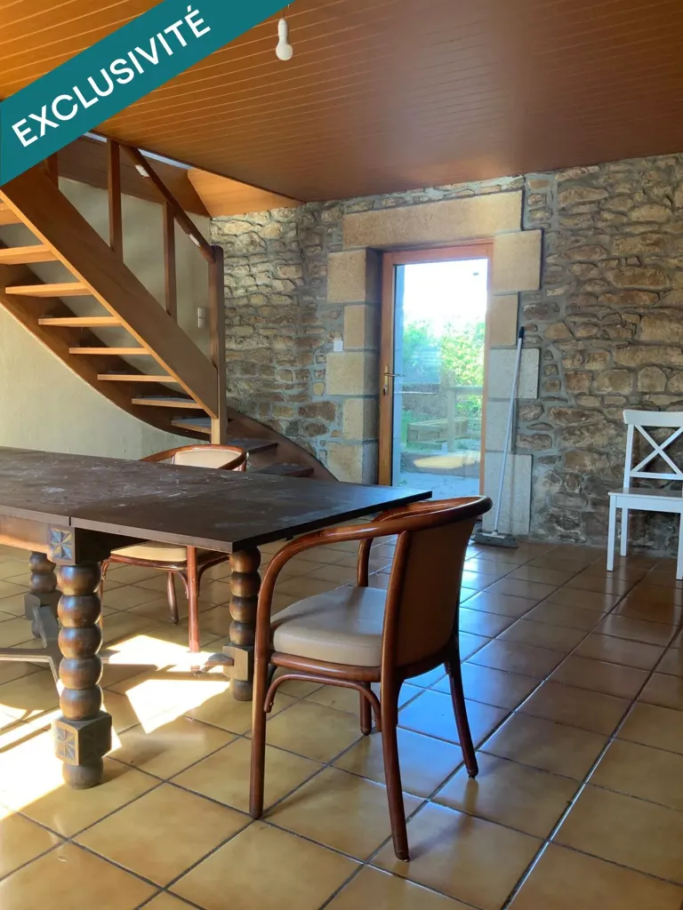 Dining Room - Charming 1950s Stone House in Riantec